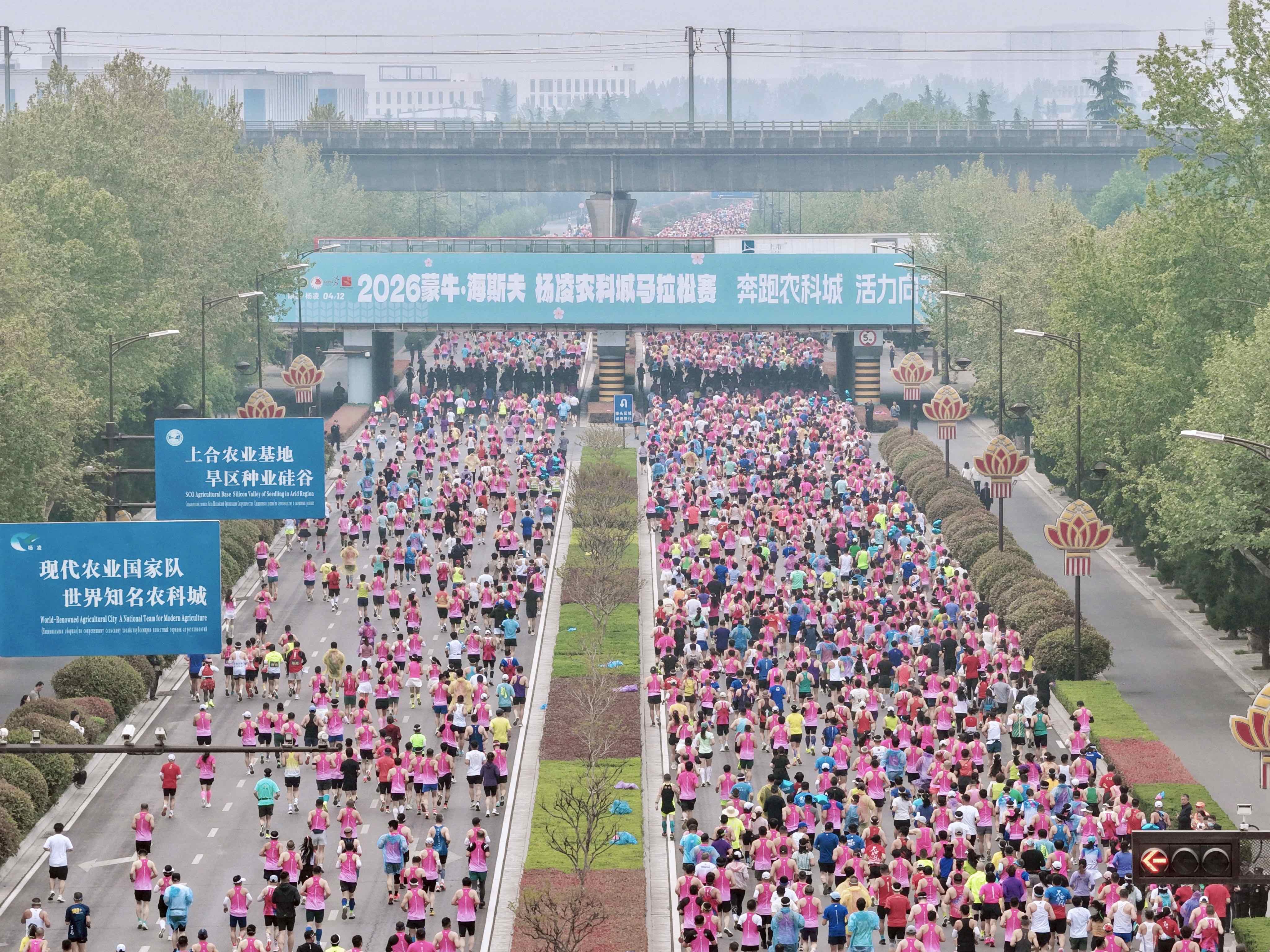 2026杨凌农科城马拉松赛鸣枪开赛，2万名跑友奔跑在农科城(图3)